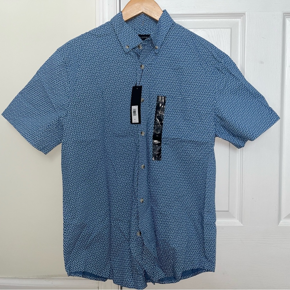 Banana Republic Blue Geometric Patterned Button Down